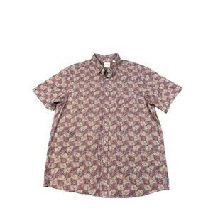 ROWM Men s Short Sleeve L Jungle theme button down collar